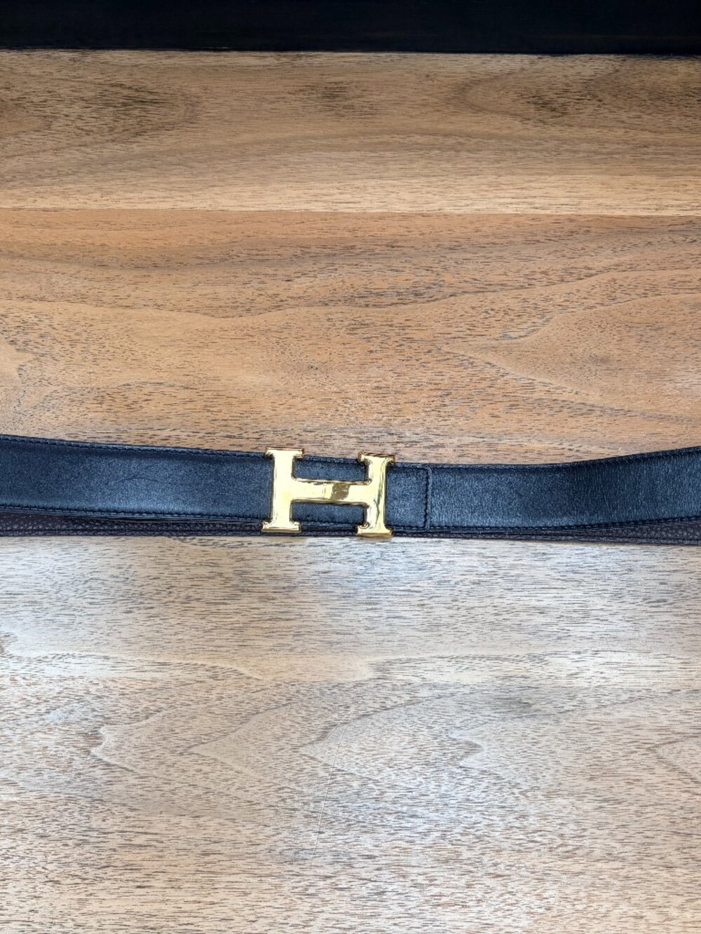 Authentic HERMES Reversible Gold H Buckle Belt 48 3/4"